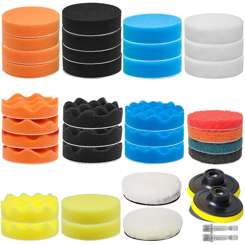 GOH DODD 38 Pieces 3 Inch Buffing Polishing Pads, Car Foam Drill Polishing Pad Kit Sponge Pads Buffer Polisher Kit Headlight Restoration Kit with Wool Pads for Car Polishing, Waxing and Cleaning 3 Inch 38 Pieces - NewNest Australia