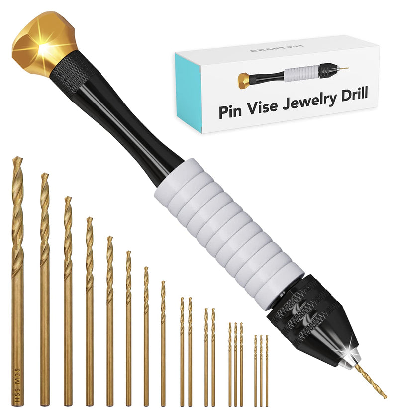 Pin Vise Hand Drill for Jewelry Making - Craft911 Manual Craft Drill Sharp HSS Micro Mini Twist Drill Bits Set, Precision Small Hand Drill For Resin, Rotary Tools For Wood, Jewelry, Plastic, Miniature Gray - NewNest Australia