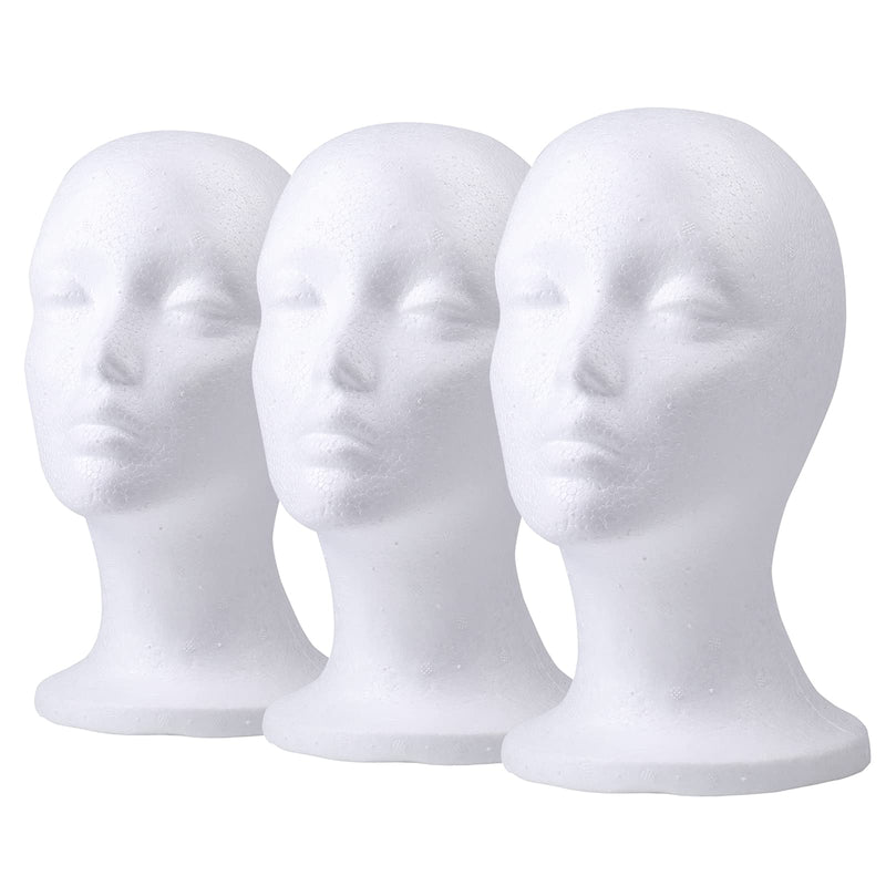 Foraineam 3 Pieces Female Styrofoam Mannequin Head Cosmetics Model Head Wig Display Foam Mannequin Glasses Hat Hairpieces Stand - NewNest Australia