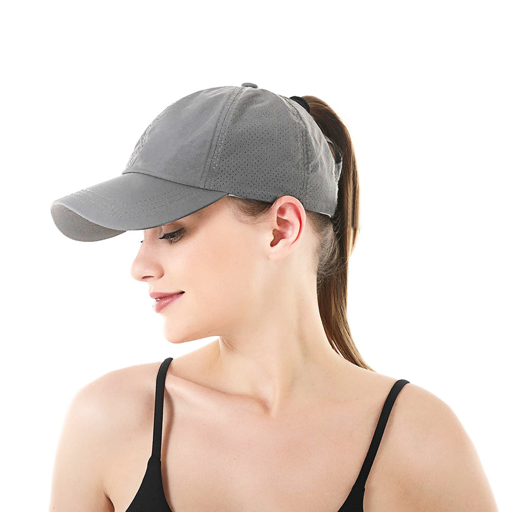 MonicaSun Women Ponytail Baseball Caps Breathable Quick Drying Mesh Baseball Caps, Quick Dry Outdoor Sports Run Cap Light Gray - NewNest Australia