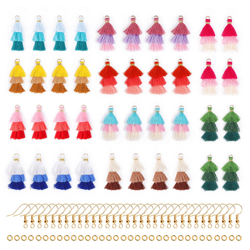 40pcs Tri-Layered Tassels Charm Thread Cotton Soft Tassel Supplies for Jewelry Making 10 Colors 1.5 inch - NewNest Australia