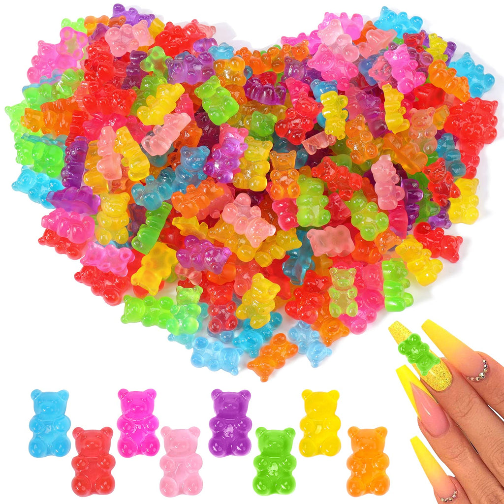 Palksky 160 Pcs Nail Charms 3d, Gummy Bear Nail Charms for Nail Decoration, Kawaii Nail Charms for Nail Art Supplies (8 Colors) - NewNest Australia