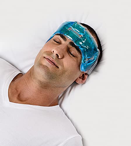 PTM Performance Technology Movement PTM Cold Gel Head Wrap Mask One Size Fits All for Headache Migrane Stress Sunstroke Heat Exhaustion Fever Swelling Contusions and Injuries Blue Universal - NewNest Australia