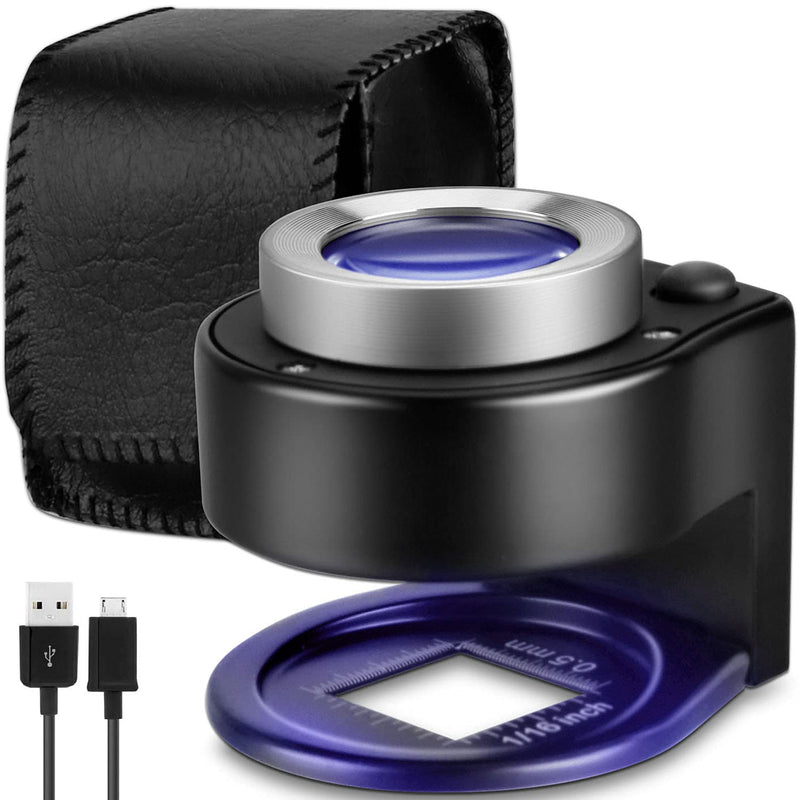 30X Loupe Magnifier with 6 LED Lights, Rechargeable Portable Desktop Metal Jewelers Loupe, Magnifying Glass with Purple Light and White Light Jewelry Tool for Coins, Jewelry, Currency, and Stamps - NewNest Australia