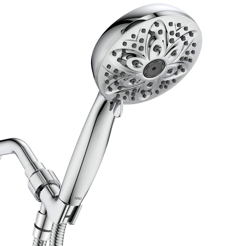 JDO Shower Head with Handheld, High Pressure Handheld Shower Head 6 Spray Settings - 4.7" Chrome Finish High Flow Hand Held Showerhead Set with Stainless Steel Hose and Adjustable Bracket (Chrome) - NewNest Australia