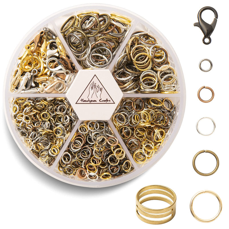 Handyman Crafts Jump Rings Kit With1000PCS Open Jump Rings 40PCS 12mm Lobster Clasps and Jump Rings Opener for Jewelry Making Keychains and Necklace Repair (Mix) Mix - NewNest Australia