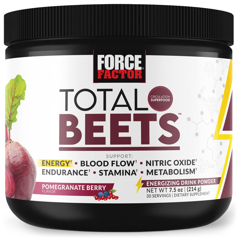 Total Beets Energy Drink Mix, Superfood Beet Root Powder with Nitrates to Boost Energy and Support Circulation, Blood Flow, Nitric Oxide and Stamina, Heart Health Supplement, Force Factor, 30 Servings Energy Powder 30 Servings (1-Pack) - NewNest Australia