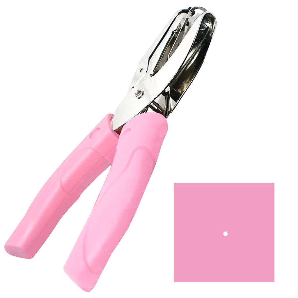 Handheld Hole Paper Punch Puncher for Craft Paper Tags Clothing Ticket DIY Scrapbook Tool, with Pink Soft Handheld Grip (Small Circle 1/16 inch) - NewNest Australia