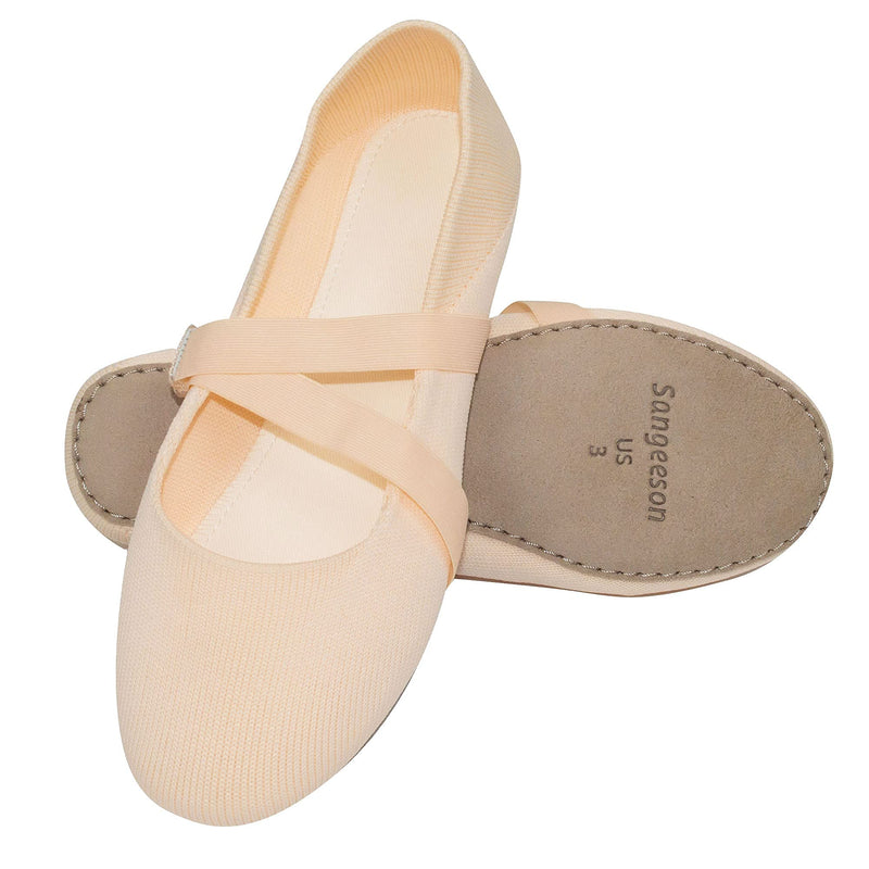 SANGEESON Ballet Shoes for Girls (Leather Full Sole, Arch Support, Breathable), Yoga Socks for Kids, Jazz Shoes, Ballerina Shoes, Dance Shoes Women for Beginner, Barre Slipper Socks 2 Little Kid Cream Pink-v2 - NewNest Australia