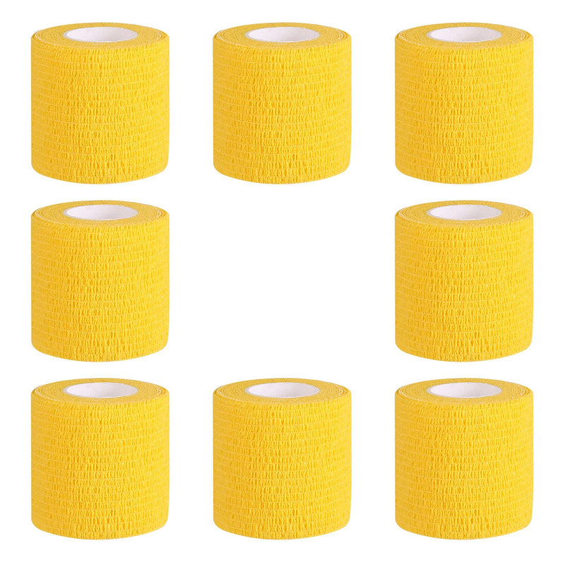 Bandage Wrap 8 Pack 2”x 5 Yards Self Adhesive Bandage Wrap Breathable Cohesive Bandage Wrap Rolls Athletic Elastic Self Adherent Wrap for Sports Injury ,Wrist, Knee, Ankle Sprains and Swelling(Yellow) Yellow 2 Inch (Pack of 8) - NewNest Australia