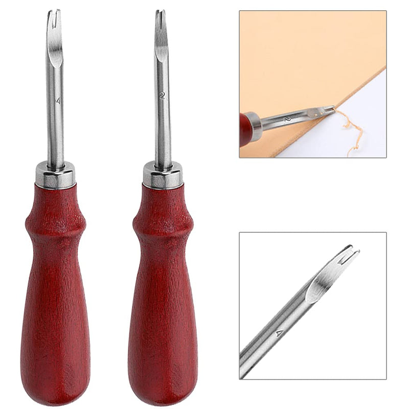 2 Pieces Leather Edge Skiving Beveler Craft Keen Edge Cutting Tool, 2 Sizes(0.8mm&1.2mm Size) (2#+4#) 2#+4# - NewNest Australia