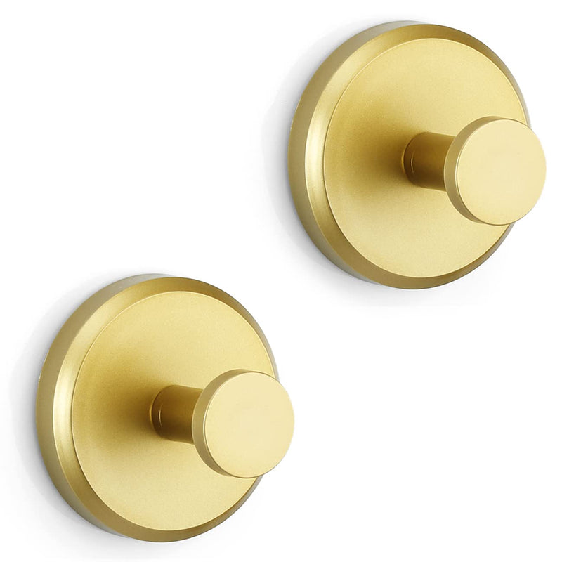 HOME SO Suction Cup Hooks for Shower, Bathroom, Kitchen, Glass Door, Mirror, Tile – Loofah, Towel, Coat, Bath Robe Hook Holder for Hanging up to 15 lbs – Waterproof, Matte Brushed Satin Gold (2-Pack) 2 Brushed Gold - NewNest Australia