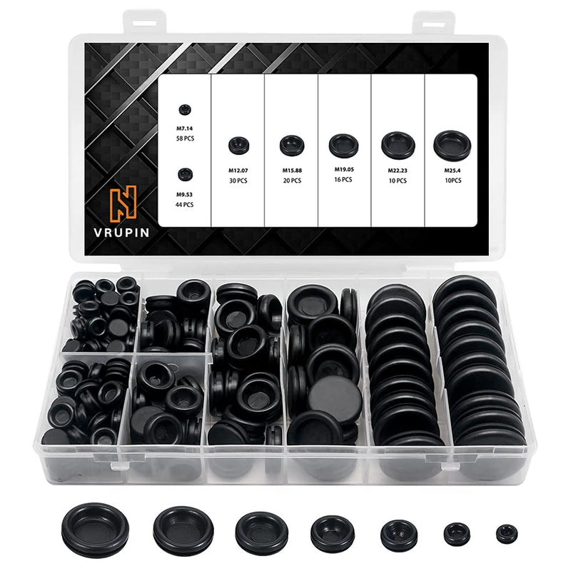 Vrupin 188 Pieces Closed Rubber Grommet Firewall Solid Closed Hole Plug Assortment Kit for Wire Electrical Appliance Plumbing - NewNest Australia