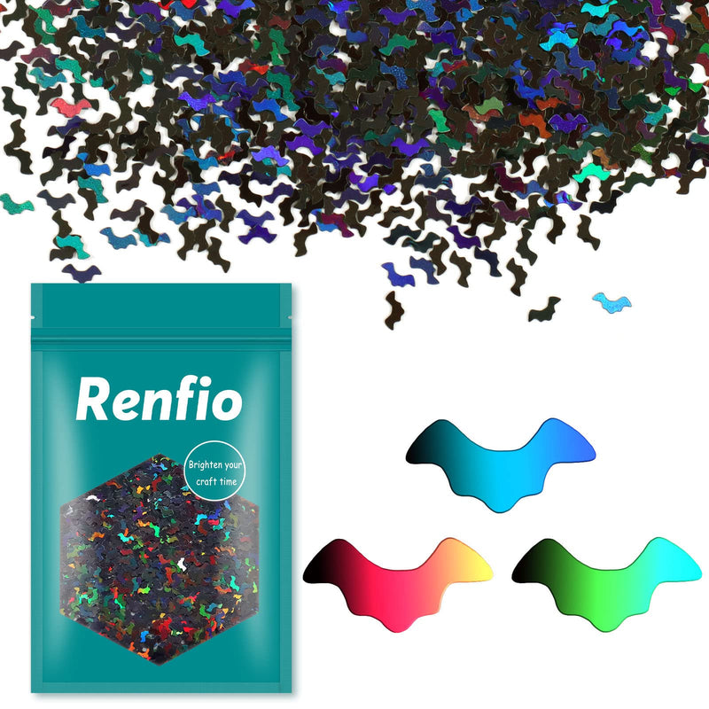 Renfio 1.75 Oz 50g Holographic Bat Confetti Glitter Bats Shape Shiny Sequin Glitters Resin Sparkle Chunky Sequins for DIY Mold Art Nail Halloween Party Supplies Holiday Decoration - Laser Black Bat-Laser Black - NewNest Australia