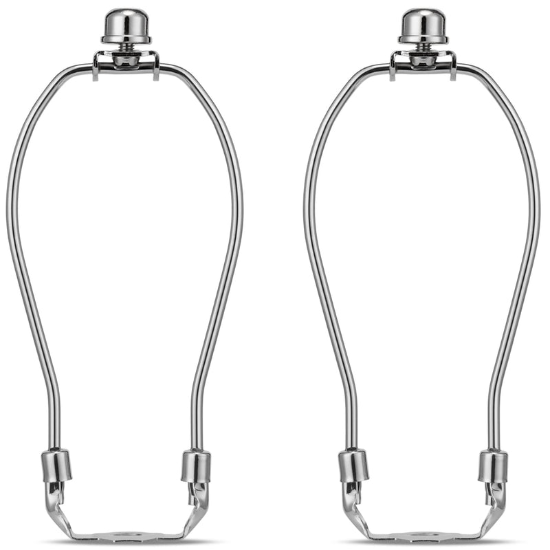 6 inch Lamp Shade Harp Holder 2 Set, Silver Detachable Heavy Duty Bracket with Standard Saddle Base and Solid Metal Lamp Finial for Table and Floor Light Fitting (Plated Nickel) 6 Inches - NewNest Australia