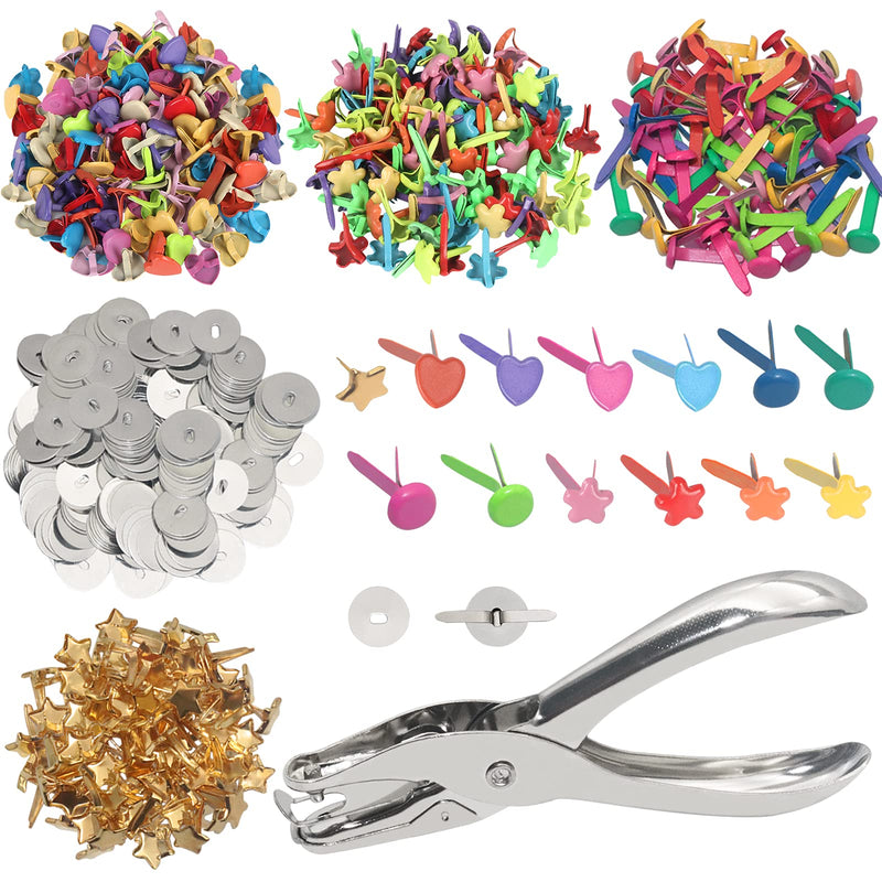 400 Pcs Mini Brad Paper Brads Fastener, Multicolor Metal Brad Split Pins Pastel, Round Fasteners with 400pcs Silver Washers and Hole Punch, Small Paper Fasteners for Crafts/Scrapbooking DIY Supplies - NewNest Australia