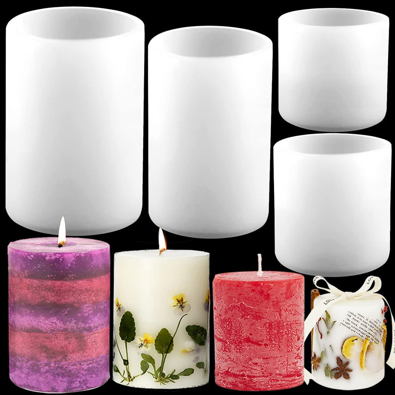 4 Sizes Cylinder Silicone Candle Molds for Candle Making, Pillar Candle Molds Resin Mould, Epoxy Resin Casting Molds for DIY Crafts, Wax Candles Making, Soaps, Clay (4pcs) - NewNest Australia