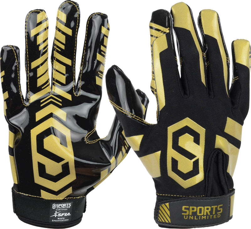 Sports Unlimited Clutch Adult Receiver Football Gloves Black/Gold X-Large - NewNest Australia