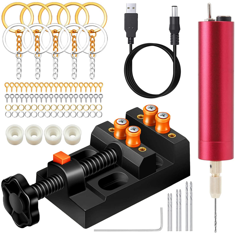 Electric Resin Drill Set,Pin Vise for Resin Molds Jewelry Casting, YASPIT Anti-Skid Drill Press Vise, 210 PCS Keychain making Supplies, Precision Hand Drill Kit for DIY Resin Keychains Jewelry Making - NewNest Australia