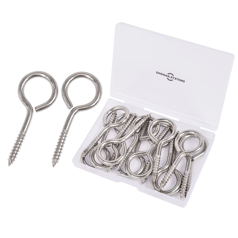 SHONAN 2.5" Stainless Steel Eye Screws for Wood, 18 Pcs Screw Eye Hooks Eye Bolt Hooks, Eye Screw Hooks for Indoor Outdoor Use, 55 Lbs Capacity 2.5 Inch, 18 Pack - NewNest Australia