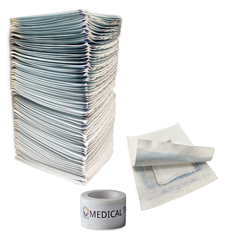 Sterile Gauze Pads 2x2 Sterile for Wounds 12-Ply [100 Pack] Highly Absorbent Cotton for Wound Dressing -Individually Packed Pouches Gauze Sponges for Wound Care & First Aid + 1 Roll of Medical Tape - NewNest Australia