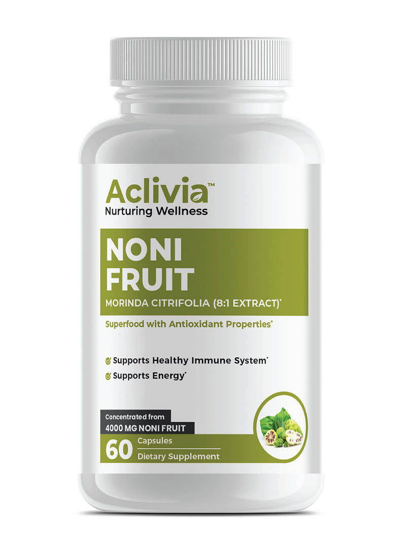 Aclivia Noni Fruit Capsules – Immune Support Supplement, Antioxidant Superfood Energy Booster, Promotes Healthier Skin, Hair & Nails, Joints & Brain Support, 4000mg Morinda citrifolia Extract Capsules - NewNest Australia