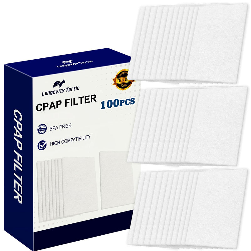 Longevity Turtle 100 Packs Universal CPAP Filters Compatible with ResMed Air 10, Airsense 10, Aircurve 10, S9 Series, Airstart and More CPAP Machines,Premium Disposable CPAP Filters Supplies - NewNest Australia