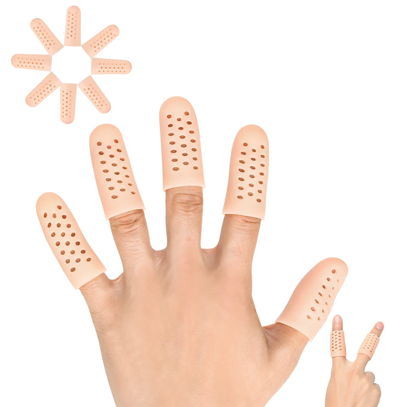 Gel Finger Cots, Finger Protector Support (14 PCS, Breathable New Material), Finger Sleeves Great for Trigger Finger, Hand Eczema, Finger Cracking, Finger Arthritis and More. Beige(breathable) - NewNest Australia