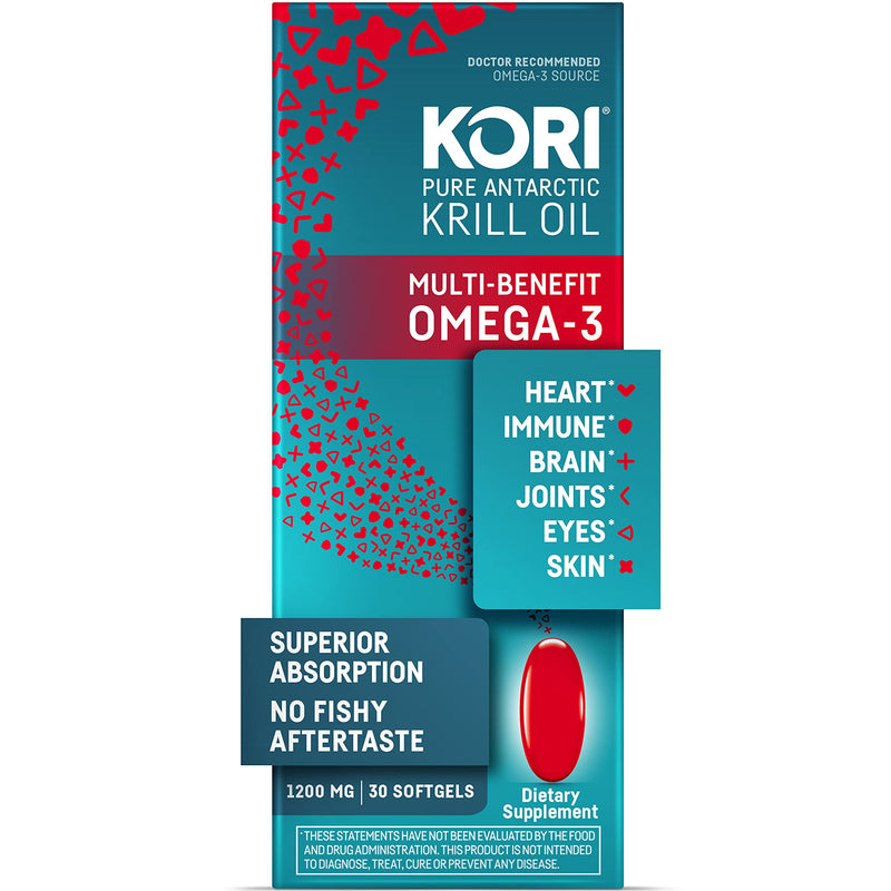 Kori Krill Oil Omega-3 1200mg, 30 Softgels | Multi-Benefit Omega-3 Supplement | Superior Omega-3 Absorption vs Fish Oil and No Fishy Burps 30 Count (Pack of 1) - NewNest Australia