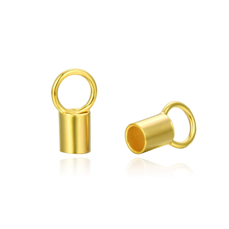 20pcs Gold Plated 925 Sterling Silver Crimp End Caps Barrel with Loop for 1.5mm (0.06 Inch) Beading Cord Wire Thread Jewelry Making SS57-2 Used for 1.5mm cord - 20pcs - NewNest Australia