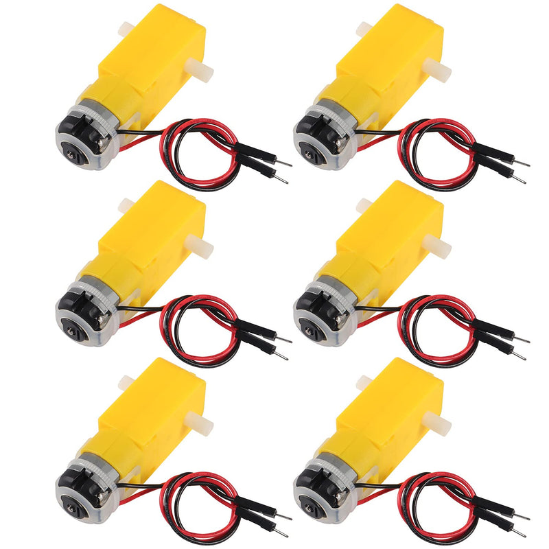 Dorhea 6PCS DC Electric Gear Motor TT DC 3V-6V Prewired Gear Motor Dual Shaft Intelligent Car Chassis for DIY Smart Car Robot Aircraft Toys/Robotic Body/Four-Wheel Drive Toy Car 6pcs Prewired - NewNest Australia