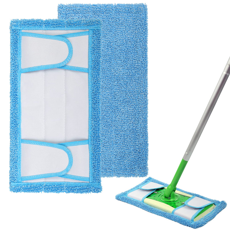 Reusable Microfiber Mop Pads for Swiffer Sweeper & All 10-12 Inch Flat Mop, Upgraded Wet Dry Cleaning Pads for All Hard-Floor, Reusable & Washable Sweeper Refills (2) 2 - NewNest Australia