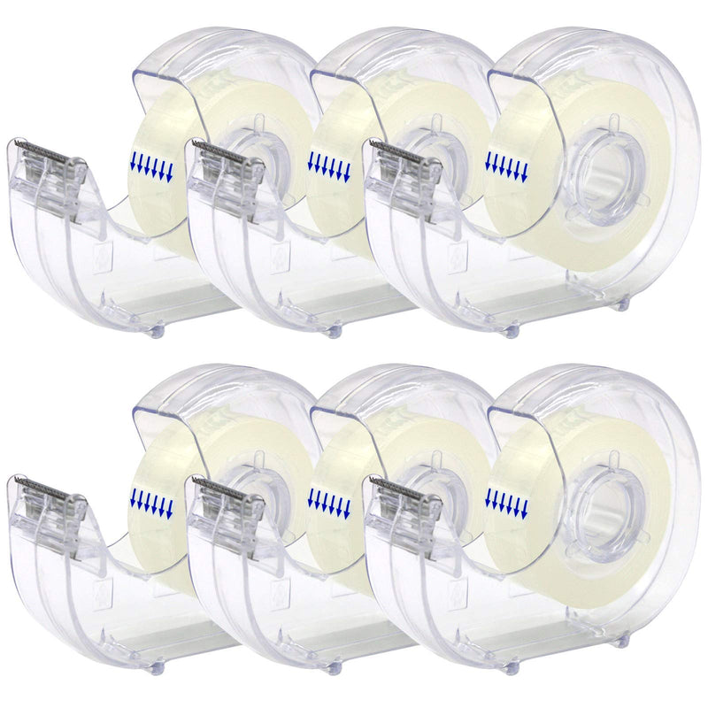 6 Pack Clear Tapes and Refillable Dispensers, Transparent Tape Refills, Office Tape with Dispenser for Home, School, 0.7" x 28 yds per roll 6 pcs - NewNest Australia