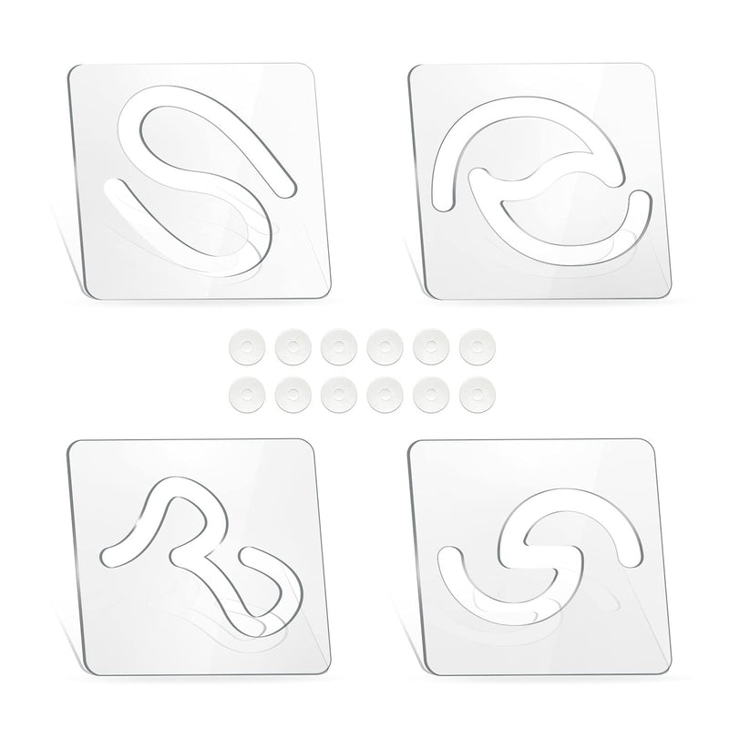 4Pcs Free Motion Quilting Rulers and Templates Set Feather Drop Leaves Semicircle Pattern 1/8 inch Thick Acrylic Quilting Templates for Domestic Sewing Machines with Non-Slip Grips(Style C) StyleC - NewNest Australia