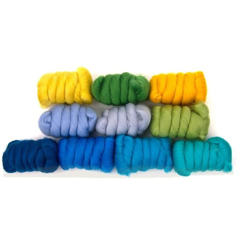 Revolution Fibers | Mixed Merino Wool Variety Pack | Perfect Wool Roving for Spinning, Needle Felting, Wet Felting, Weaving and Crafting (Summer Holiday (Multicolored), 250 Grams) - NewNest Australia