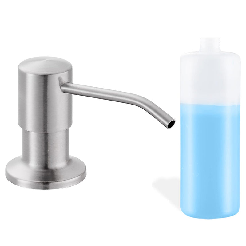 Built in Soap Dispenser for Kitchen Sink, Brushed Nickel Stainless Steel Countertop Pump Head, Dish Soap Hand Lotion Dispenser with Refillable 17OZ Bottle - NewNest Australia
