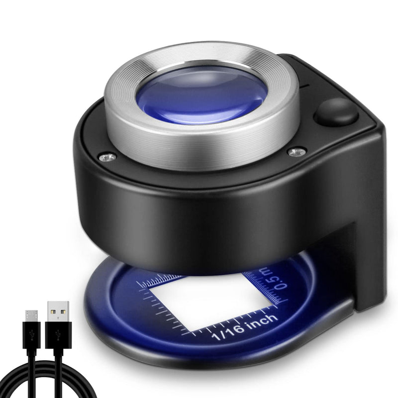 30X USB Rechargeable Jewelers Loupe Coin Collection Supplies, Desktop Portable Metal Jewelers Magnifying Glass with Light, Jewelers Loop for Coins Gold Tester Gem Tester Diamond Tester Currency Stamp - NewNest Australia