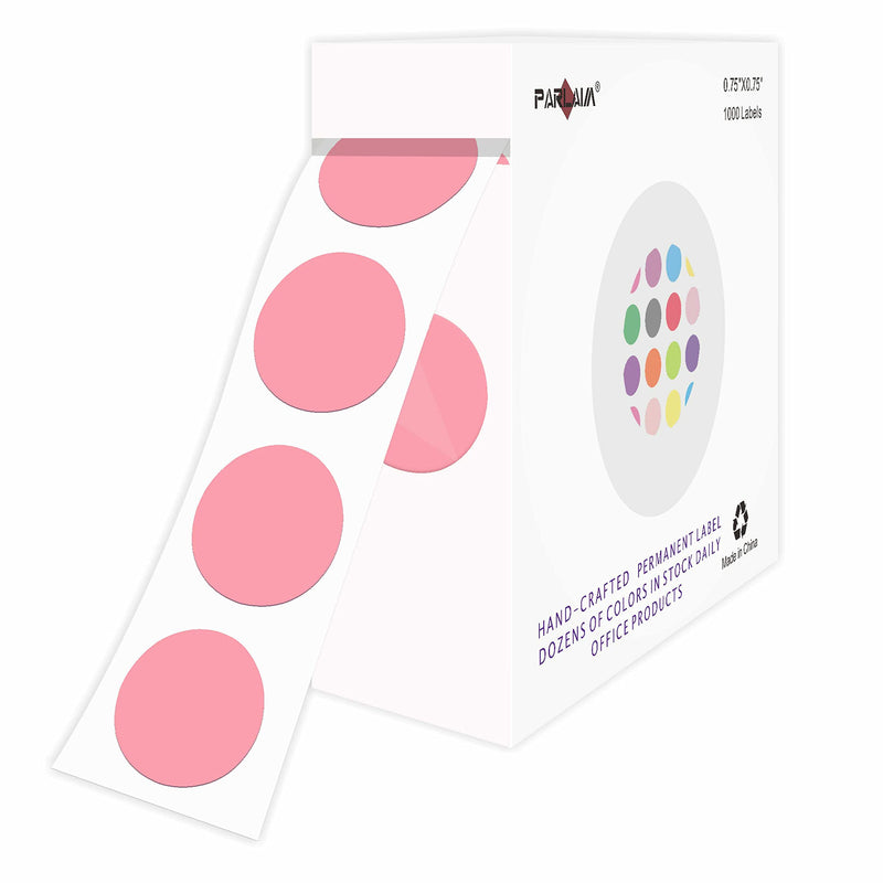 PARLAIM 0.75" Round Adhesive Color Coding Circle Dot Labels in Roll, 1000 Stickers per Dispenser Box, 3/4 inch Diameter Kids and Office, Pink - NewNest Australia