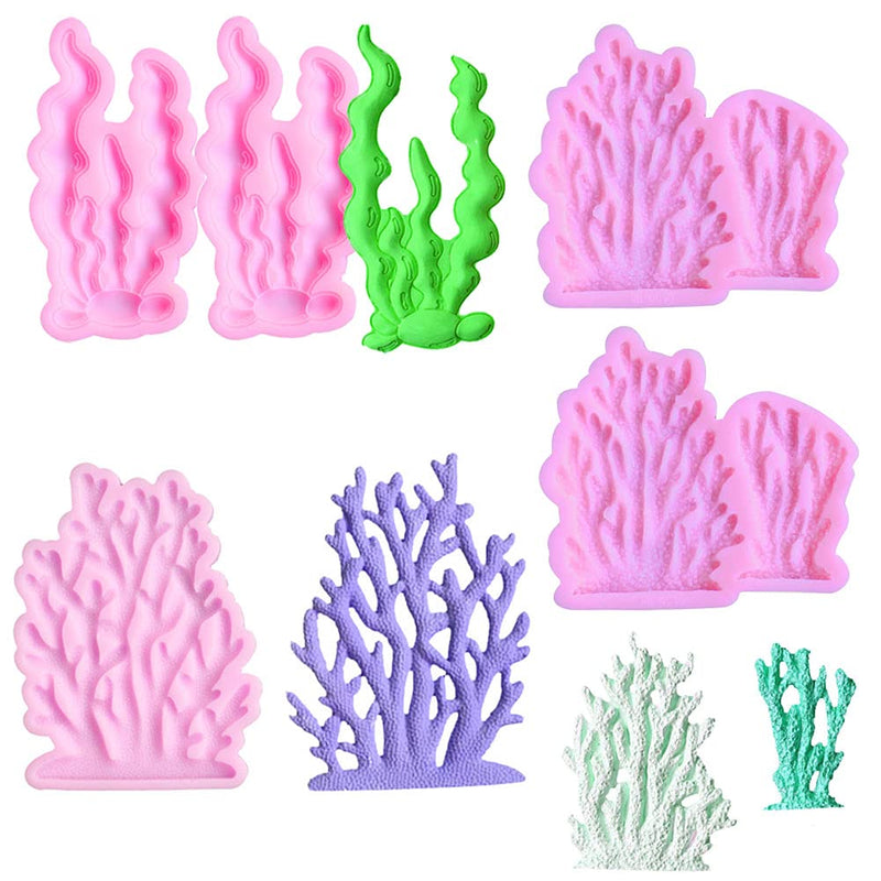 KuuGuu 5 PCS Coral Seaweed Silicone Mold,Coral Shape Fondant Molds for Chocolate, Chocolates Sea Creatures Candy Sugar Candy, Cake Decoration,Resin, Polymer Clay, Craft, Jewelry - NewNest Australia