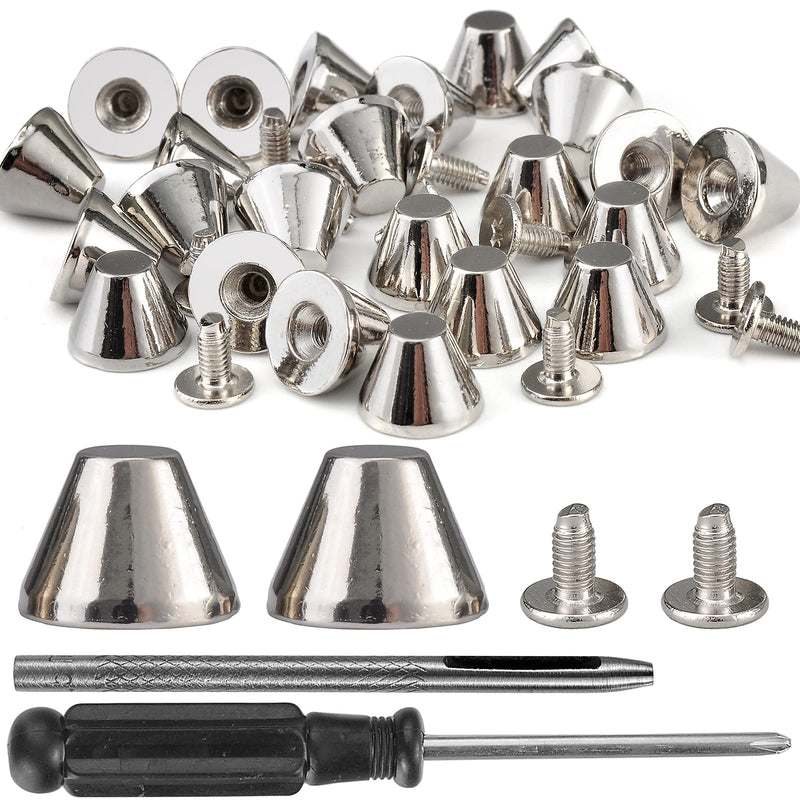 YORANYO 30 Sets 5/16" Height Spikes and Studs 8MM Handbag Feet Silver Color Barrel Spikes Screw Back Punk Studs and Spikes Kit for Clothing Shoes Leather Craft Belts Bags Dog Collars Accessories - NewNest Australia