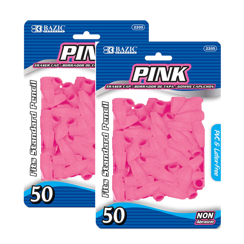 BAZIC Pink Eraser Top, Latex Free Pencil Tops Erasers, Arrowhead Caps Erasers for Kids Student, for Art Drawing School Supplies (50/Pack), 2-Packs 50-count 2-Pack - NewNest Australia