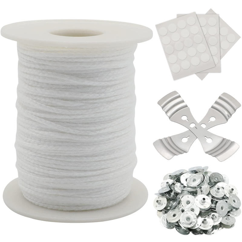 Candle Wick Roll, RAPUDA 200 Ft 24 PLY Braided Wick Spool, 2 Pcs Metal Candle Wick Holders,100 Pcs Metal Sustainer Tabs, 60 pcs Candle Thread Stickers for Candle DIY Craft Making - NewNest Australia