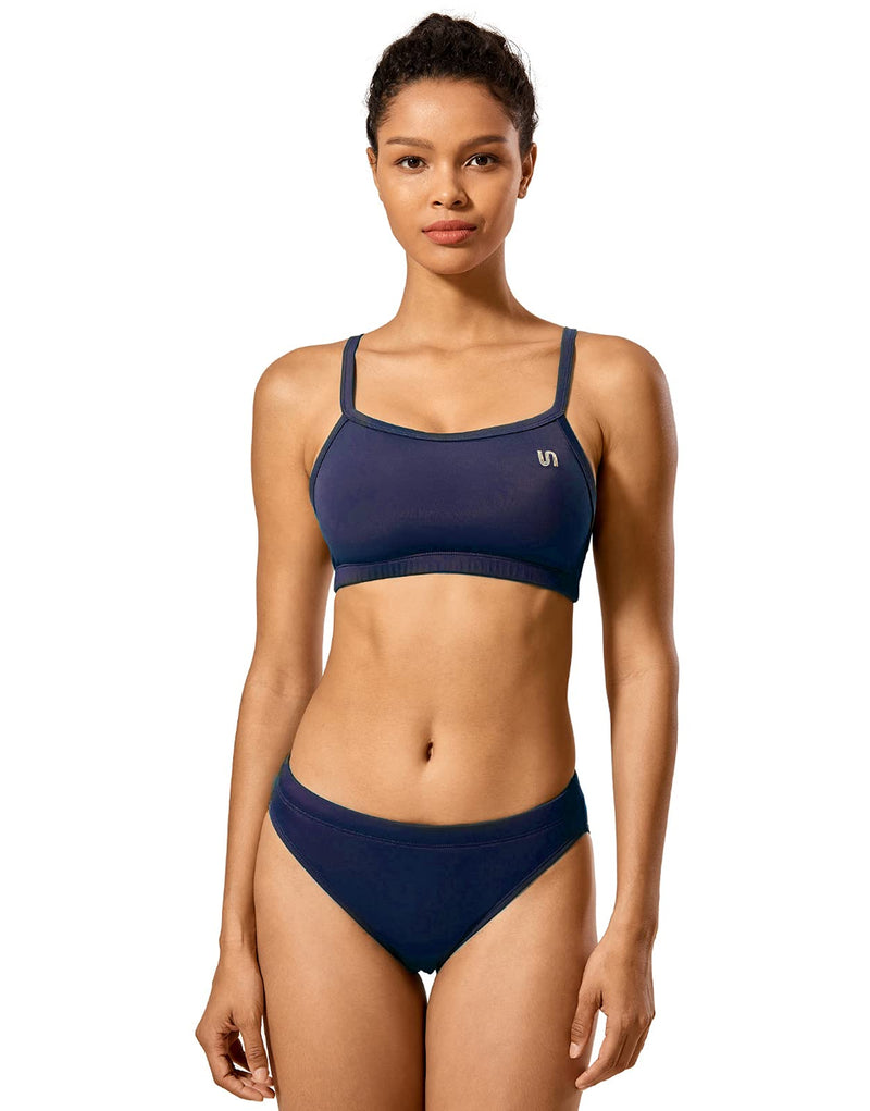 SYROKAN Women's Athletic Training Bikini Set Workout Sport Two Piece Bathing Suits XX-Small Navy - NewNest Australia