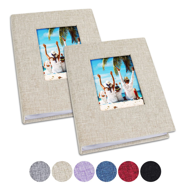Vienrose Small Photo Album 4x6 Photos, 2 Pack Linen Cover Mini Photo Book, 26-Page Holds 52 Pictures, Artwork or Postcards Storage Beige - NewNest Australia