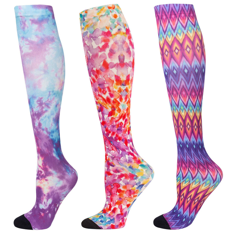 Compression Socks Women and Men, 20-30mmHg, Best for Nurses, Travel, Pregnancy 3 Pairs Printing Small - NewNest Australia
