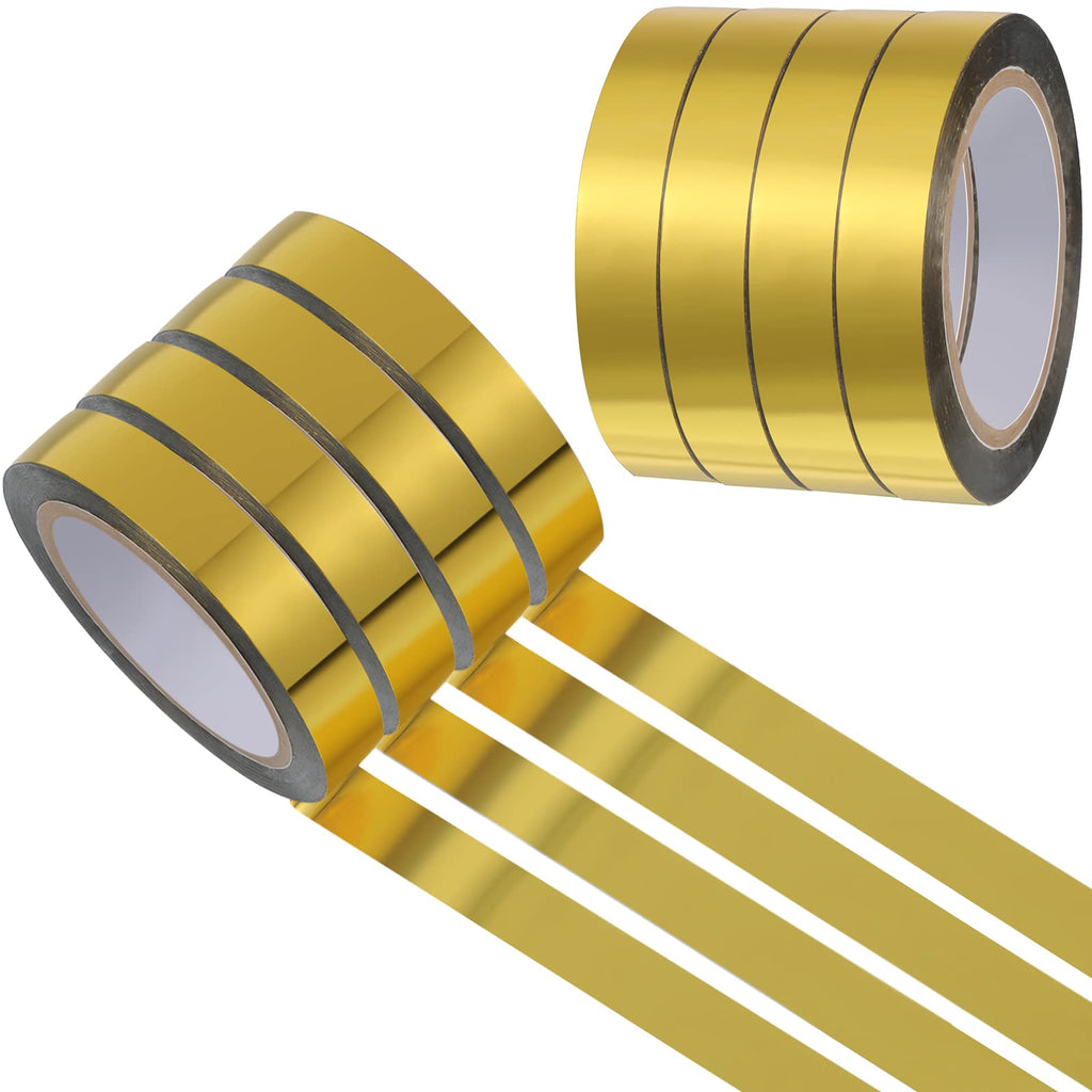 Graphic Art Tape Metallic Washi Mirror Tape DIY Graphic Tape Metallic Mirror Wrapping for Crafts Decoration, 3/8 Inch x 88 Yards (4 Rolls,Gold) 4 Gold - NewNest Australia