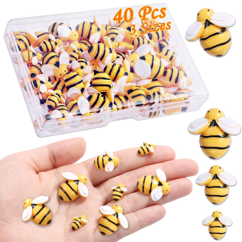 CCOZN 40 Pieces Tiny Resin Bees,Tiny Resin Garden Bumblebees Embellishment Bee Decors with Box DIY Wreath Bees Decoration for DIY Crafts Scrapbooking Party Home Decor - NewNest Australia