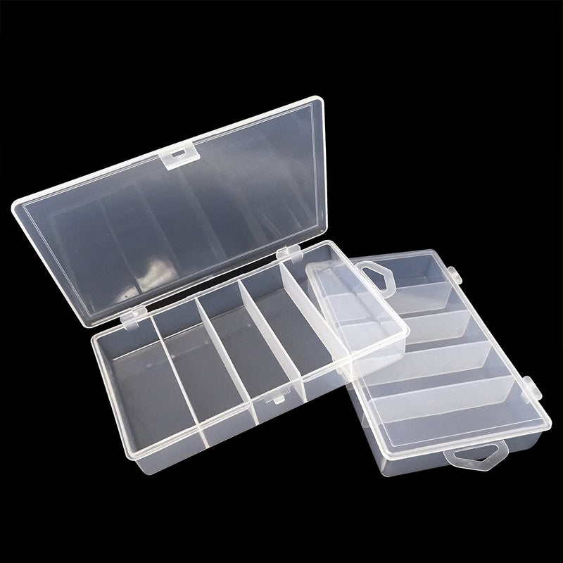 Honbay 2PCS Clear Visible Plastic Fishing Tackle Accessory Box Fishing Lure Bait Hooks Storage Box Case Container Jewelry Making Findings Organizer Box Storage Container Case (M:6.9x4.3x1.2inch) - NewNest Australia