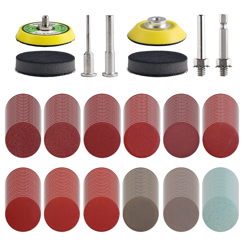Tshya 240pcs 2inch Sanding Discs Pad Variety Kit for Drill Grinder Rotary Tools Attachment with 2Pcs 1/8"&1/4" Shank Backer Plate, Sanding Pads Includes 80-3000 Grit 2in 244Pack - NewNest Australia