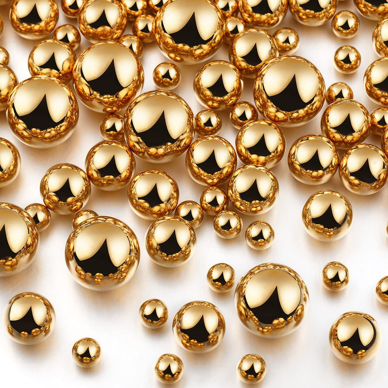 Junkin 150 Pieces Vase Filler Faux Pearls Vase Makeup Beads No Hole Gloss Pearl Beads Mixed Sizes Round Pearls for Vase Home Party Wedding Decor, 8/14/20 mm (Gold) Gold - NewNest Australia